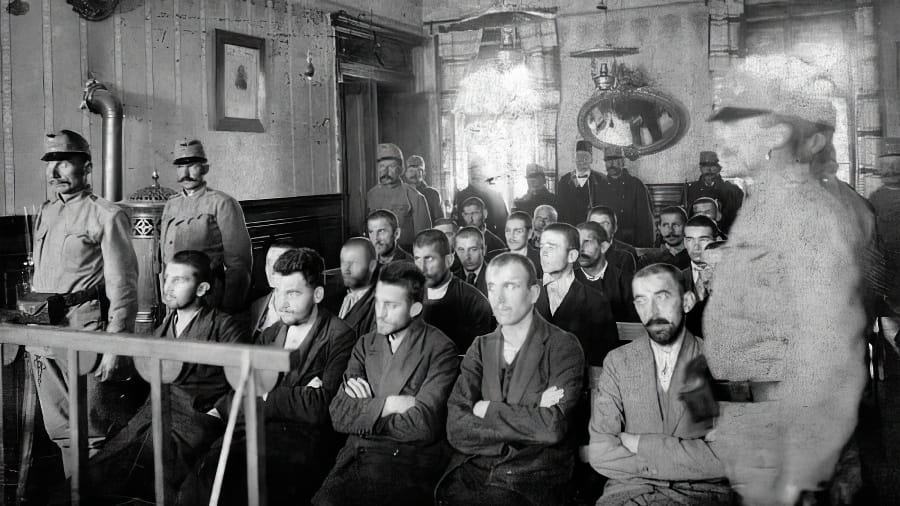 Le procès de Sarajevo en octobre 1914